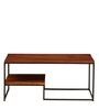 Arikara Solid Wood Coffee Table in Honey Oak Finish with Bronze Frame