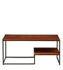 Arikara Solid Wood Coffee Table in Honey Oak Finish with Bronze Frame