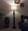 Aristro Wooden Floor Lamp with Jute Shade & Brown Base