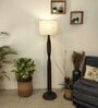 Aristro Wooden Floor Lamp with Jute Shade & Brown Base