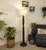 Aristro Wooden Floor Lamp with Jute Shade & Brown Base
