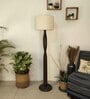 Aristro Wooden Floor Lamp with Jute Shade & Brown Base