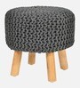 Brixi Knitted Weave Ottoman In Charcoal Grey Colour