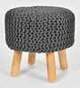 Brixi Knitted Weave Ottoman In Charcoal Grey Colour