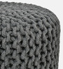 Brixi Knitted Weave Ottoman In Charcoal Grey Colour