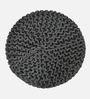 Brixi Knitted Weave Ottoman In Charcoal Grey Colour