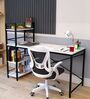 Arkane Multipurpose Table Study In Industrial White with Black Frame Finish