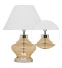 Agueda White Cotton Fabric Shade Night Lamp With Metal & Glass Base