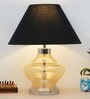 Vigo Blue Cotton Fabric Shade Night Lamp With Metal & Glass Base