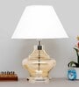 Agueda White Cotton Fabric Shade Night Lamp With Metal & Glass Base