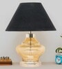 Vigo Blue Cotton Fabric Shade Night Lamp With Metal & Glass Base