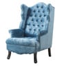 Arnova Velvet Wing Chair in Blue Colour