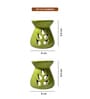 Set Of 6 Green Ceramic  Aroma Oil, Tea Light With Burner Set For Gifting