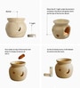Set Of 5 Cream Ceramic  Aroma Oil, Tea Light With Burner Set For Gifting