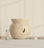 Set Of 5 Cream Ceramic  Aroma Oil, Tea Light With Burner Set For Gifting