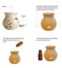 Set Of 4 Cream Ceramic  Aroma Oil, Tea Light With Burner Set For Gifting