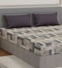 Grey Abstract 180 TC Polyester Double Size Bedsheet With 2 Pillow Covers