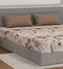 Brown Abstract 180 TC Polyester Double Size Bedsheet With 2 Pillow Covers