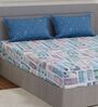 Blue Abstract 180 TC Polyester Double Size Bedsheet With 2 Pillow Covers