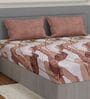 Beige Abstract 180 TC Polyester Double Size Bedsheet With 2 Pillow Covers