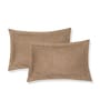 Beige Abstract 180 TC Polyester Double Size Bedsheet With 2 Pillow Covers