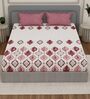 Pink Abstract 180 TC Polyester Double Size Bedsheet With 2 Pillow Covers