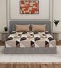 Beige Abstract 180 TC Polyester Double Size Bedsheet With 2 Pillow Covers