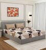 Beige Abstract 180 TC Polyester Double Size Bedsheet With 2 Pillow Covers