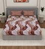 Beige Abstract 180 TC Polyester Double Size Bedsheet With 2 Pillow Covers