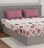 Pink Abstract 180 TC Polyester Double Size Bedsheet With 2 Pillow Covers
