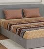 Brown Abstract 180 TC Polyester Double Size Bedsheet With 2 Pillow Covers