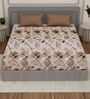 Brown Abstract 180 TC Polyester Double Size Bedsheet With 2 Pillow Covers