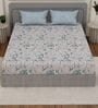 Beige Abstract 180 TC Polyester Double Size Bedsheet With 2 Pillow Covers