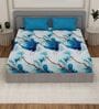 Blue Abstract 180 TC Polyester Double Size Bedsheet With 2 Pillow Covers