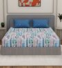 Blue Abstract 180 TC Polyester Double Size Bedsheet With 2 Pillow Covers