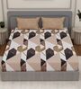 Beige Abstract 180 TC Polyester Double Size Bedsheet With 2 Pillow Covers