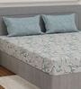 Grey Abstract 180 TC Polyester Double Size Bedsheet With 2 Pillow Covers