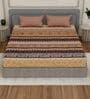 Brown Abstract 180 TC Polyester Double Size Bedsheet With 2 Pillow Covers