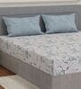 Beige Abstract 180 TC Polyester Double Size Bedsheet With 2 Pillow Covers