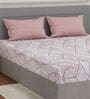 Pink Abstract 180 TC Polyester Double Size Bedsheet With 2 Pillow Covers