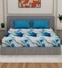 Blue Abstract 180 TC Polyester Double Size Bedsheet With 2 Pillow Covers