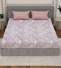 Pink Abstract 180 TC Polyester Double Size Bedsheet With 2 Pillow Covers