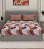 Beige Abstract 180 TC Polyester Double Size Bedsheet With 2 Pillow Covers