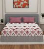 Pink Abstract 180 TC Polyester Double Size Bedsheet With 2 Pillow Covers