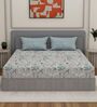 Grey Abstract 180 TC Polyester Double Size Bedsheet With 2 Pillow Covers