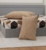 Beige Abstract 180 TC Polyester Double Size Bedsheet With 2 Pillow Covers
