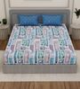 Blue Abstract 180 TC Polyester Double Size Bedsheet With 2 Pillow Covers