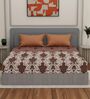 Brown Floral 180 TC Polyester Double Size Bedsheet With 2 Pillow Covers