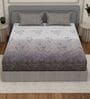 Grey Floral 180 TC Polyester Double Size Bedsheet With 2 Pillow Covers