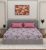 Pink Floral 180 TC Polyester Double Size Bedsheet With 2 Pillow Covers